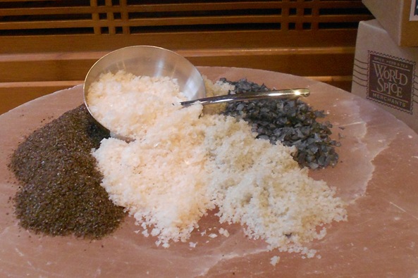 From left: Alderwood Smoked Salt, Murray River Flake Salt, Sel de Mer, Black Lava Flake Salt