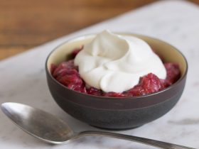rhubarb compote with coriander cream