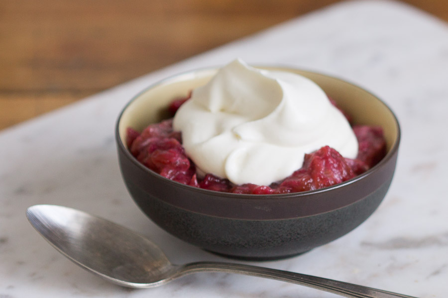 rhubarb compote with coriander cream