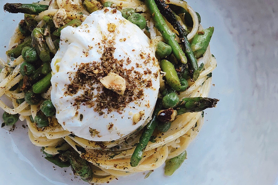 Dukkah Spring Spaghetti