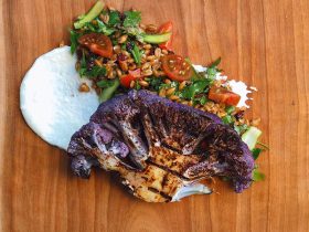 Sumac Cauliflower Steak with El Greco Spelt Salad