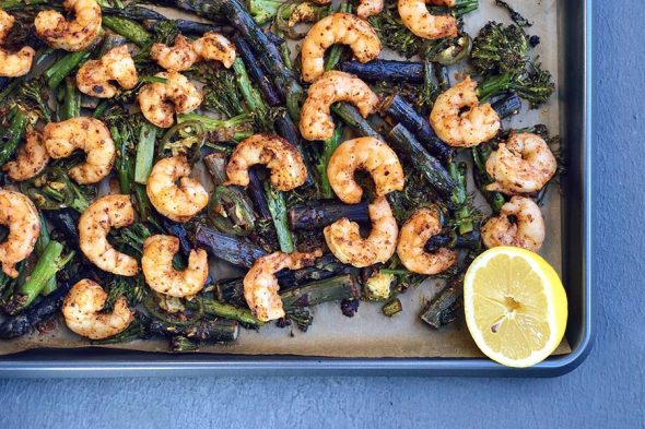 Sheet Pan Shrimp with Rose Harissa